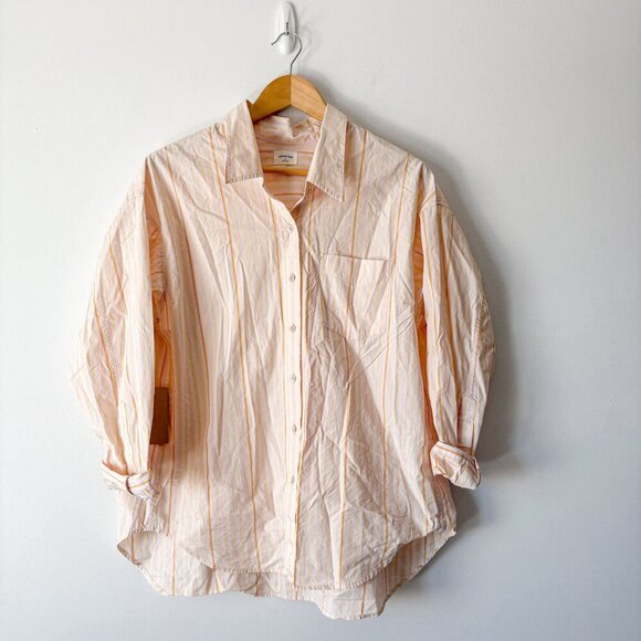 Aritzia Wilfred Free Relaxed Button Up Cotton Shirt NWT Barlowe Aprc/Lilac Sz XS - Picture 3 of 8